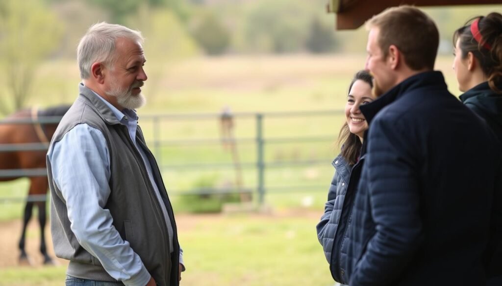 Philippe Allaire partageant son expertise sur les chevaux de Trot avec de jeunes professionnels Philippe Allaire partageant son expertise sur les chevaux de Trot avec de jeunes professionnels