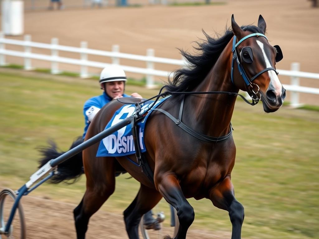 Un des chevaux de Trot de Yannick Desmet en compétition sur l'hippodrome de Paris-Vincennes Un des chevaux de Trot de Yannick Desmet en compétition sur l'hippodrome de Paris-Vincennes