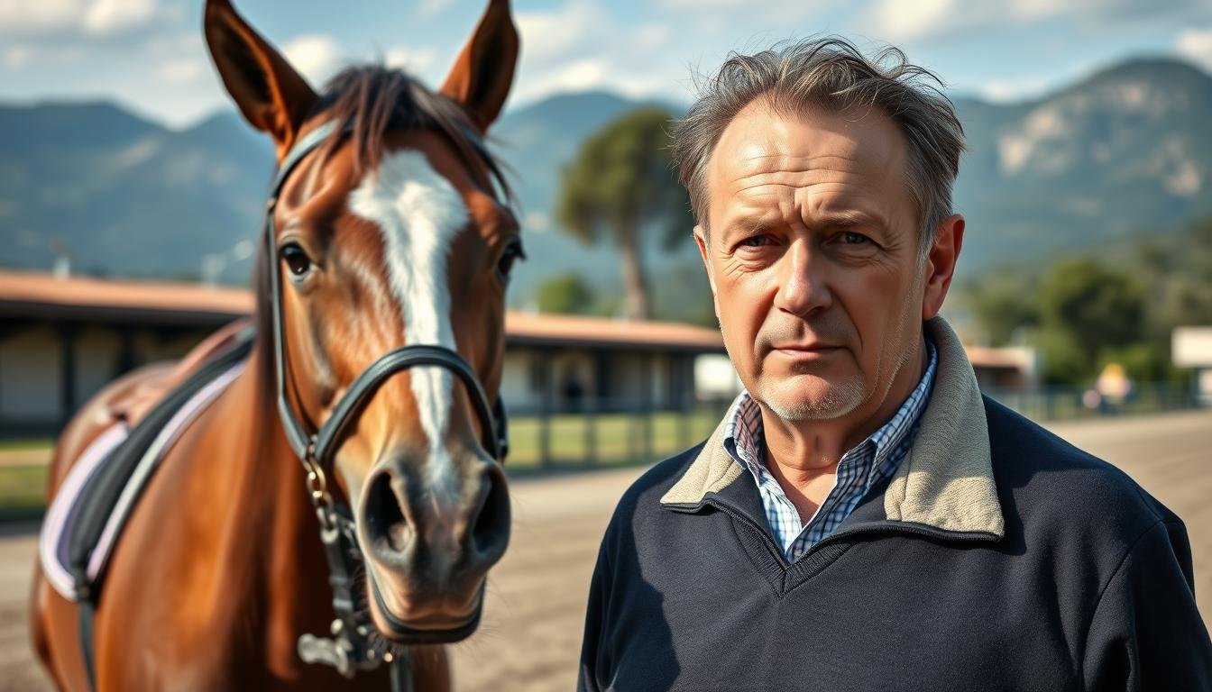 Yannick Alain Briand avec ses chevaux de Trot à l'entraînement